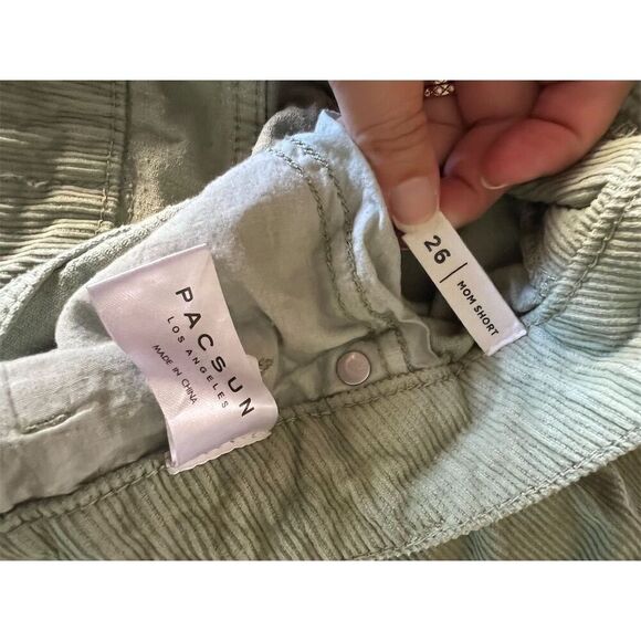 PacSun Women's High Waist Corduroy Mom Shorts Mint Green Size 26 - Picture 4 of 4